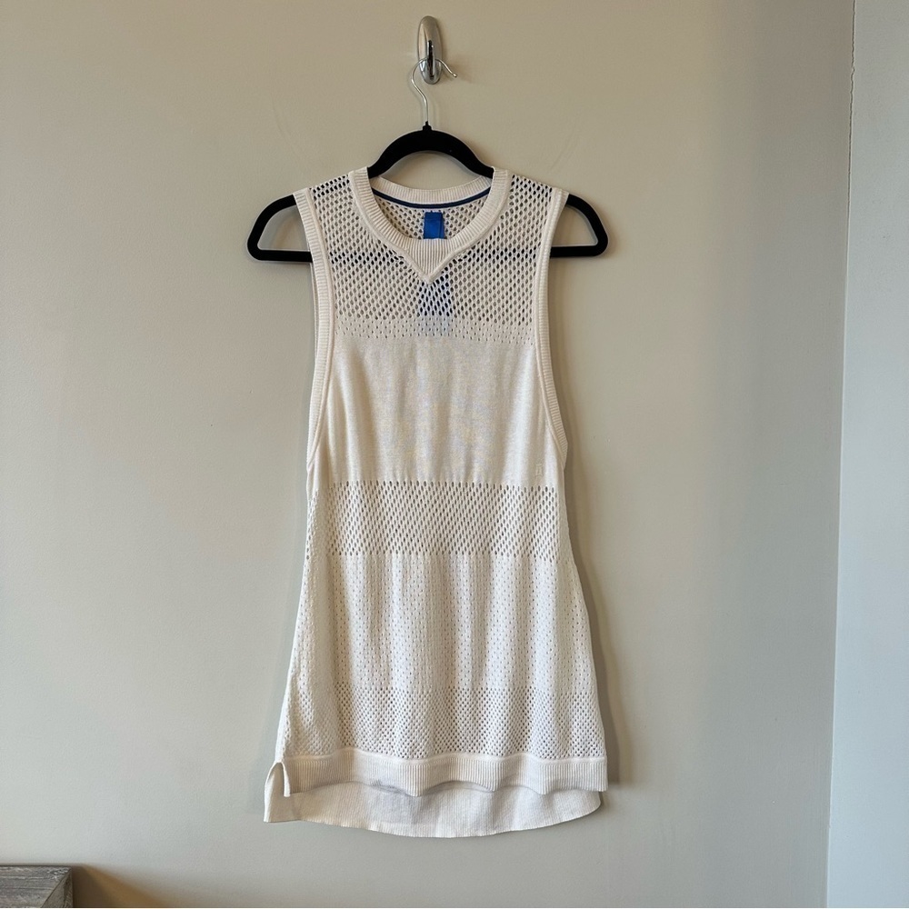 Kit & Ace-Open Knit Cream Long Sleeveless Lightweight Silk Cashmere Blend Vest